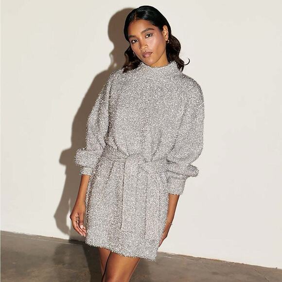 NWT NEVER FULLY DRESSED Lyon Tinsel Belted Mini Dress - Picture 1 of 6